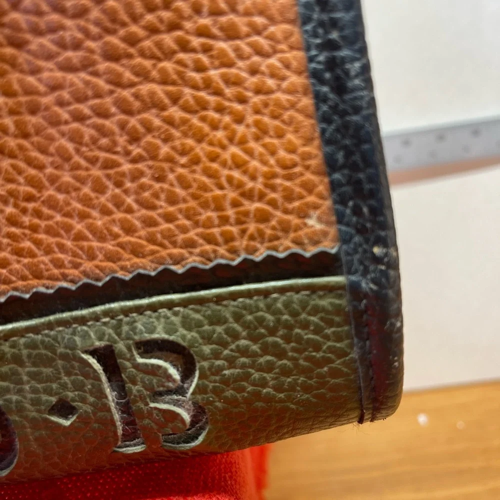 RARE Dooney & Bourke Tan Forest Green All Weather Leather Satchel Hand Bag Purse